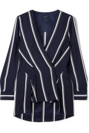 rag   bone - Debbie wrap-effect striped silk crepe de chine top at Net A Porter