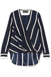 rag   bone   Victor wrap-effect striped silk crepe de chine blouse at Net A Porter