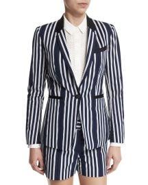 rag   bone JEAN Windsor Striped Woven Blazer  Navy White at Neiman Marcus