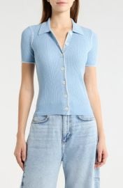 rag & bone Harper Whipstitch Detail Short Sleeve Cardigan at Nordstrom