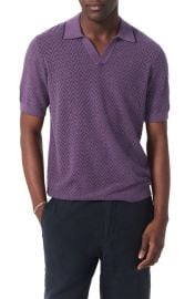 rag & bone Zuma Johnny Collar Chevron Terry Cloth Polo at Nordstrom