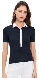 rag & bone The Knit Button Short Sleeve Polo Navy Multi XXS at Shopbop