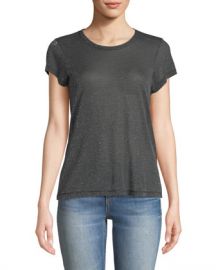 rag  amp  bone JEAN Dawson Crewneck Short-Sleeve Metallic Jersey Tee at Neiman Marcus