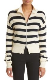 rag bone Amy Stripe Cotton Zip Sweater at Nordstrom