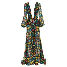 rare VERSACE 2019 Runway heart print embellished plaque silk chiffon gown IT38 at 1stDibs at 1st Dibs