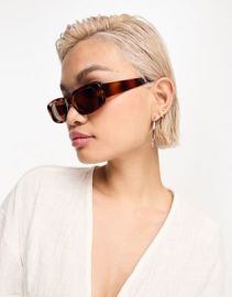 rectangle sunglasses in tortoiseshell at ASOS