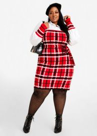 red check contrast dress by Ashley Stewart at Ashley Stewart