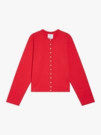 red cotton fleece snap cardigan at Agnes B