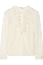 red valentino Ruffled stretch-silk chiffon blouse at Net A Porter