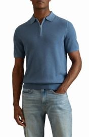 reiss Ivor Textured Half Zip Polo Sweater at Nordstrom