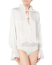 ruffle-button-down-bodysuit at Intermix