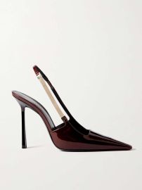 saint laurent Blake chain-embellished patent-leather pumps at Net a Porter