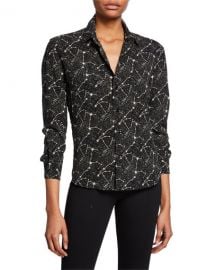 saint laurent Constellation Print Long-Sleeve Button-Front Blouse at Bergdorf Goodman