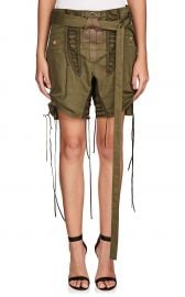 saint laurent Cotton-Linen Twill Lace-Up Shorts at Barneys