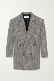 saint laurent Double-breasted checked wool-blend blazer at Net A Porter