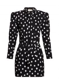 saint laurent Pussy-bow polka-dot crepe mini dress at Matches