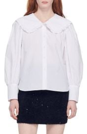 sandro Alda Ruffle Collar Button-Up Shirt at Nordstrom