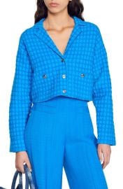 sandro Astier Tweed Crop Blazer at Nordstrom