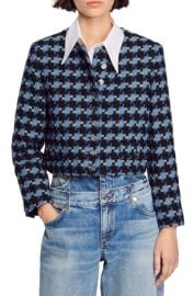 sandro Boulogne Houndstooth Tweed Crop Jacket at Nordstrom