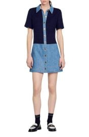 sandro Brooke Mixed Media Denim Mini Shirtdress at Nordstrom