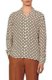 sandro Cross Check Button-Up Shirt in Cream Size X-Small at Nordstrom