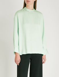 sandro Crystal embellished-collar satin blouse at Selfridges