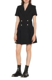 sandro Double Breasted Fit Flare Knit Minidress in Black Size 2 Us at Nordstrom