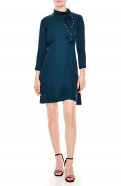 sandro Embellished Tie Neck Dress at Nordstrom