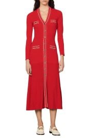 sandro Esmeralda Pickstitch Long Sleeve Knit Shirtdress at Nordstrom