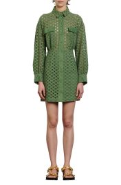 sandro Eyelet Long Sleeve Mini Shirtdress at Nordstrom