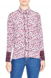 sandro Floral Print Silk Shirt at Nordstrom