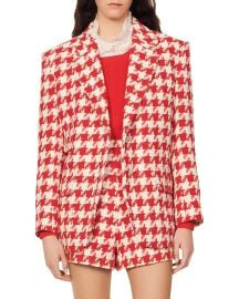 sandro Floriane Houndstooth Check Cotton Blend Jacket at Nordstrom