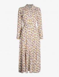 sandro GRAPHIC-PRINT BELTED CREPE DRESS at Selfridges