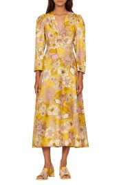 sandro Giorgia Long Sleeve Floral Silk Dress at Nordstrom