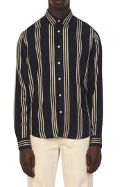 sandro H21 Winter Flow Stripe Long Sleeve Sport Shirt at Nordstrom