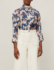 sandro High-neck printed silk blouse at Selfridges