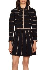 sandro Infinity Crop Jacket in Ecru/Black Size 3 at Nordstrom