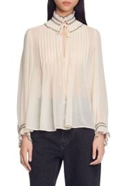 sandro Jacinthe Split Neck Blouse at Nordstrom