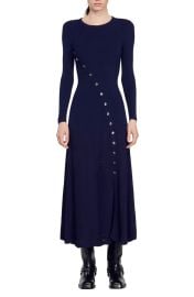 sandro Jared Long Sleeve Asymmetric Front Maxi Dress at Nordstrom