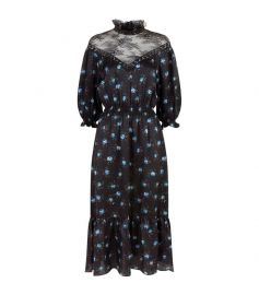 sandro Lace Panel Floral Midi Dress at Harrods