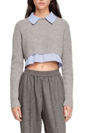 sandro Layered Crop Wool Sweater at Nordstrom