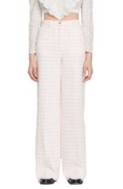 sandro Lian Check Wide Leg Tweed Pants at Nordstrom