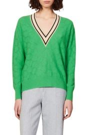 sandro Lorenzo V-Neck Wool Cashmere Sweater in Green Size 4 at Nordstrom