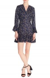 sandro Milly Chain Print Ruffle Detail Long Sleeve Mini Dress   Nordstrom at Nordstrom