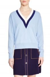 sandro Nael Stripe Wool  amp  Cashmere Sweater   Nordstrom at Nordstrom