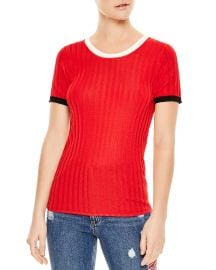 sandro Nolene Contrast-Color Short Sleeve Sweater at Bloomingdales