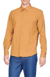 sandro Pinstripe Flow Stretch Button-Up Shirt at Nordstrom