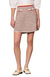 sandro Rizal Check Miniskirt in Beige/Red Check  at Nordstrom