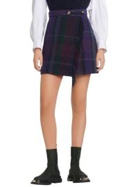 sandro Rosiere Plaid Fringe Faux Wrap Miniskirt at Nordstrom