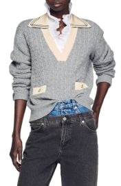 sandro Ruffle Collar Wool Blend Sweater at Nordstrom